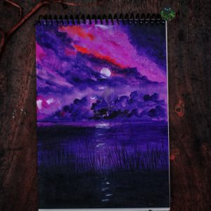 A notebook representing night sky