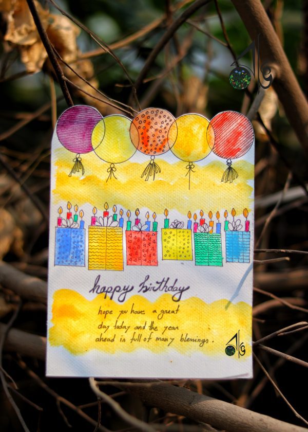 This beautiful and unique birthday card is sure to be a hit with anyone celebrating their special day! The card is handpainted with a bright yellow background and features a playful pattern of festive stripes, stars, and polka dots. Perfect for any special occasion, this handpainted birthday card is a thoughtful way to let someone know you care!