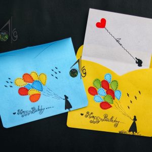 Hand-painted Envelope chirkutt set based on Birthday